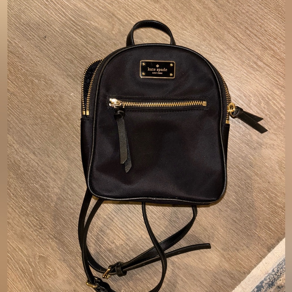 Kate Spade Black Backpack with Gold Accents